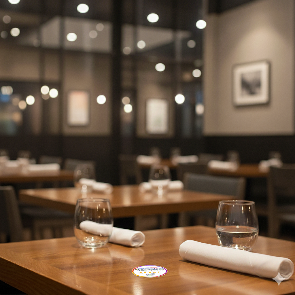 A hand placing a review tag