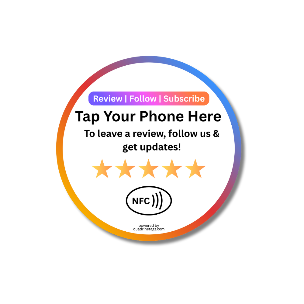 Review tag on a restaurant counter